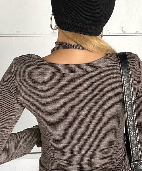 non-hedge(ノンヘッジ)の「チョーカー付リベットロンT(Tシャツ/カットソー・レディース・チャコールグレー/ライトグレー/オフホワイト・FREE)」の19枚目の写真