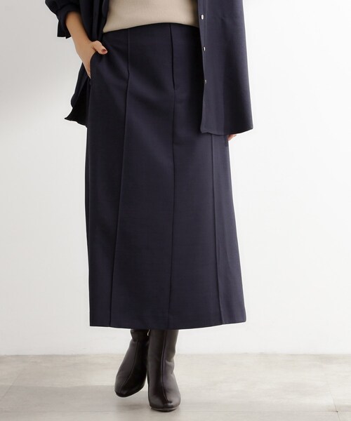 grove（グローブ）の「【カセット服】洗えるストレートシルエットスカート（スカート・レディース・ブラウン系その他/ネイビー系5/ライトベージュ・02/03/05/04/01）」の3枚目の写真