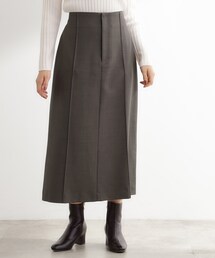 【美品 日本製社交ダンス衣装】スカート Sanline 茶色 ブラウン シンプル サテンIラインスカート（ロング・マキシ丈スカート）｜B.C STOCK（ベー