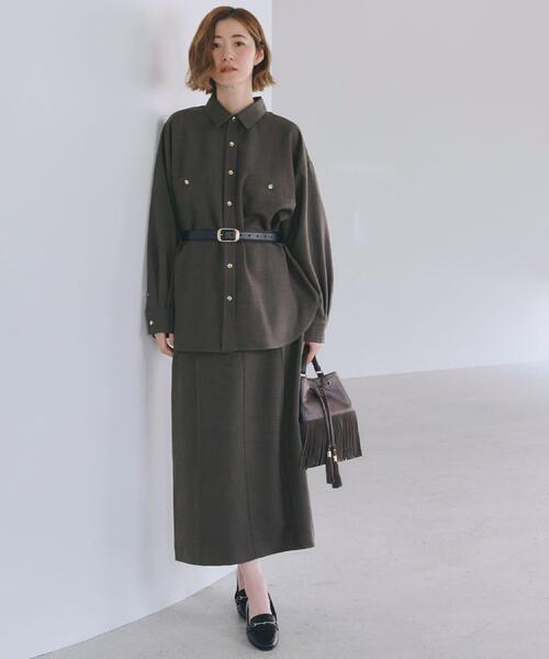 grove（グローブ）の「【カセット服】洗えるストレートシルエットスカート（スカート・レディース・ブラウン系その他/ネイビー系5/ライトベージュ・02/03/05/04/01）」の4枚目の写真