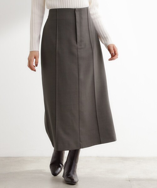 grove（グローブ）の「【カセット服】洗えるストレートシルエットスカート（スカート・レディース・ブラウン系その他/ネイビー系5/ライトベージュ・02/03/05/04/01）」の5枚目の写真