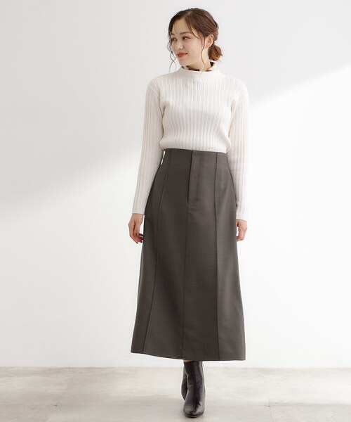 grove（グローブ）の「【カセット服】洗えるストレートシルエットスカート（スカート・レディース・ブラウン系その他/ネイビー系5/ライトベージュ・02/03/05/04/01）」の6枚目の写真