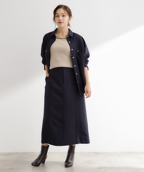grove（グローブ）の「【カセット服】洗えるストレートシルエットスカート（スカート・レディース・ブラウン系その他/ネイビー系5/ライトベージュ・02/03/05/04/01）」の14枚目の写真