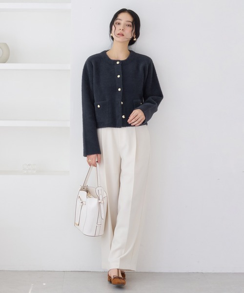 VIS（ビス）の「接結ミニフェザーニットジャケットカーディガン/一部WEB限定カラー（カーディガン/ボレロ・レディース・ピンク系その他2/ネイビー/オフホワイト/ブラウン・FREE）」の11枚目の写真