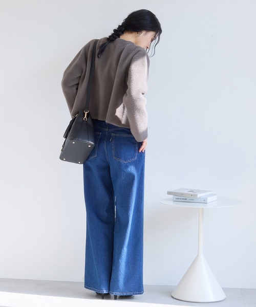 VIS（ビス）の「接結ミニフェザーニットジャケットカーディガン/一部WEB限定カラー（カーディガン/ボレロ・レディース・ピンク系その他2/ネイビー/オフホワイト/ブラウン・FREE）」の16枚目の写真