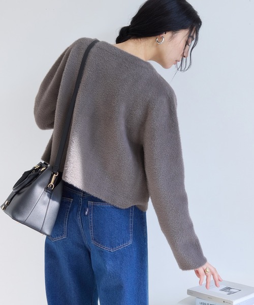 VIS（ビス）の「接結ミニフェザーニットジャケットカーディガン/一部WEB限定カラー（カーディガン/ボレロ・レディース・ピンク系その他2/ネイビー/オフホワイト/ブラウン・FREE）」の13枚目の写真