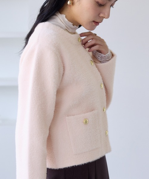 VIS（ビス）の「接結ミニフェザーニットジャケットカーディガン/一部WEB限定カラー（カーディガン/ボレロ・レディース・ピンク系その他2/ネイビー/オフホワイト/ブラウン・FREE）」の19枚目の写真