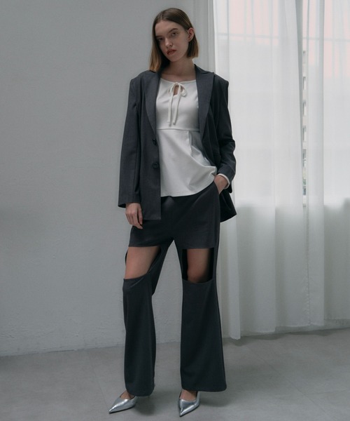 MAISON ELLIE(メゾンエリー)の「square cut-off pants(スラックス・レディース・グレー/ブラック/アイボリー・FREE)」の9枚目の写真