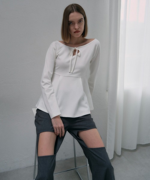 MAISON ELLIE(メゾンエリー)の「square cut-off pants(スラックス・レディース・グレー/ブラック/アイボリー・FREE)」の8枚目の写真