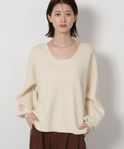 LAKOLE（ラコレ）の「ミラノリブVネックプルオーバー / 575964（ニット/セーター・レディース・アイボリー/ブラック/レッド/モカ・FREE）」の6枚目の写真