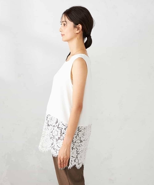 a.v.v(アーヴェヴェ)の「レースヘムタンクトップ(タンクトップ・レディース・アイボリー・40/38/36)」の5枚目の写真