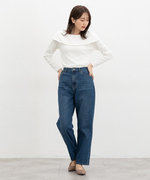 Honeys(ハニーズ)の「オフショル風トップス(Tシャツ/カットソー・レディース・ブラック/ボルドー/アイボリー/ヘザーチャコール/レッド/サックスブルー・S/M/LL/L/3L)」の7枚目の写真