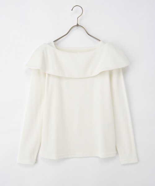 Honeys(ハニーズ)の「オフショル風トップス(Tシャツ/カットソー・レディース・ブラック/ボルドー/アイボリー/ヘザーチャコール/レッド/サックスブルー・S/M/LL/L/3L)」の16枚目の写真