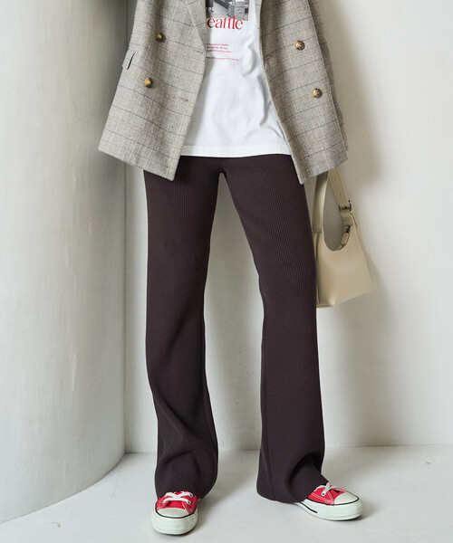 FREAK'S STORE（フリークスストア）の「限定展開　リブ フレア ニットパンツ（その他パンツ・レディース・ライトグレー/ダークブラウン/ベージュ/ブラック/ブルーグレー/ナチュラル/杢グレー・SMALL/MEDIUM）」の5枚目の写真