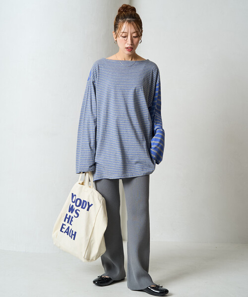 FREAK'S STORE（フリークスストア）の「限定展開　リブ フレア ニットパンツ（その他パンツ・レディース・ライトグレー/ダークブラウン/ベージュ/ブラック/ブルーグレー/ナチュラル/杢グレー・SMALL/MEDIUM）」の17枚目の写真