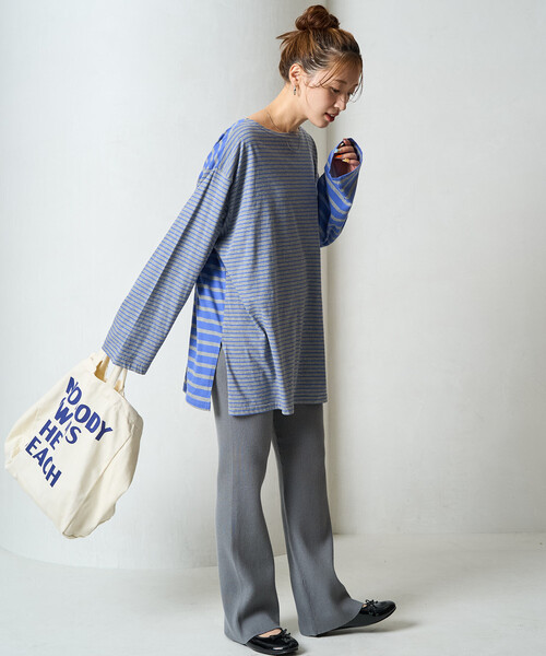 FREAK'S STORE（フリークスストア）の「限定展開　リブ フレア ニットパンツ（その他パンツ・レディース・ライトグレー/ダークブラウン/ベージュ/ブラック/ブルーグレー/ナチュラル/杢グレー・SMALL/MEDIUM）」の18枚目の写真