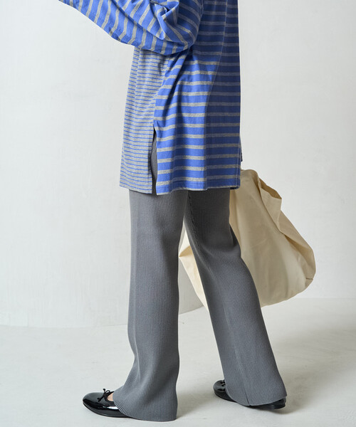 FREAK'S STORE（フリークスストア）の「限定展開　リブ フレア ニットパンツ（その他パンツ・レディース・ライトグレー/ダークブラウン/ベージュ/ブラック/ブルーグレー/ナチュラル/杢グレー・SMALL/MEDIUM）」の21枚目の写真