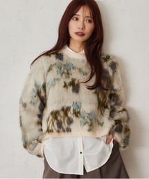 mysty woman | フラワージャガードシャギーニット 603614(ニット/セーター)