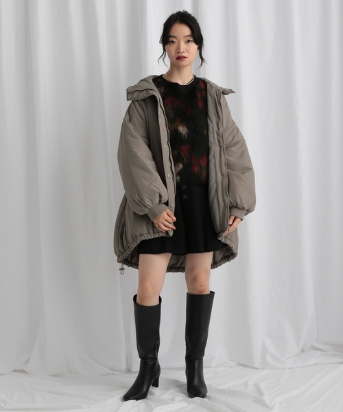 mysty woman（ミスティウーマン）の「フラワージャガードシャギーニット 603614（ニット/セーター・レディース・ブラック/アイボリー/ベージュ・FREE）」の7枚目の写真