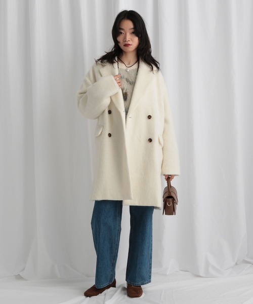 mysty woman（ミスティウーマン）の「フラワージャガードシャギーニット 603614（ニット/セーター・レディース・ブラック/アイボリー/ベージュ・FREE）」の4枚目の写真