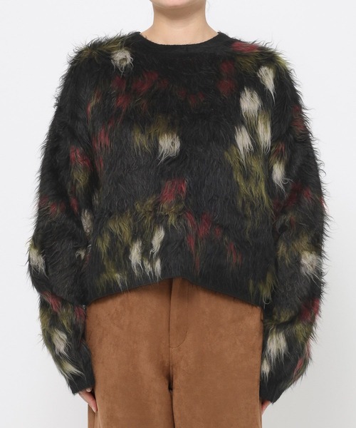 mysty woman（ミスティウーマン）の「フラワージャガードシャギーニット 603614（ニット/セーター・レディース・ブラック/アイボリー/ベージュ・FREE）」の9枚目の写真