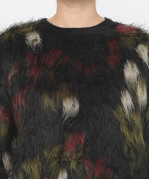 mysty woman（ミスティウーマン）の「フラワージャガードシャギーニット 603614（ニット/セーター・レディース・ブラック/アイボリー/ベージュ・FREE）」の12枚目の写真