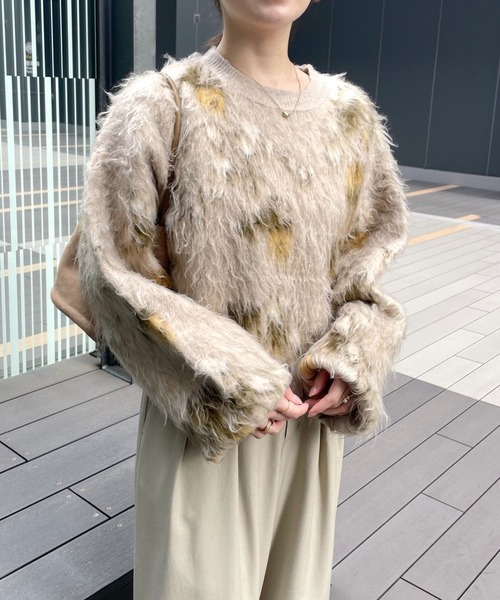 mysty woman（ミスティウーマン）の「フラワージャガードシャギーニット 603614（ニット/セーター・レディース・ブラック/アイボリー/ベージュ・FREE）」の21枚目の写真