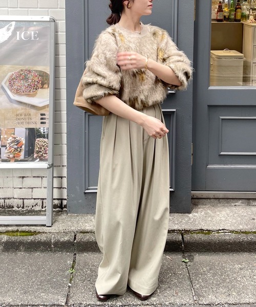 mysty woman（ミスティウーマン）の「フラワージャガードシャギーニット 603614（ニット/セーター・レディース・ブラック/アイボリー/ベージュ・FREE）」の20枚目の写真