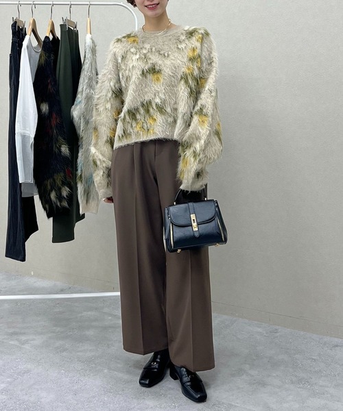 mysty woman（ミスティウーマン）の「フラワージャガードシャギーニット 603614（ニット/セーター・レディース・ブラック/アイボリー/ベージュ・FREE）」の22枚目の写真