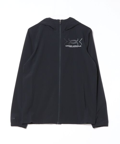 UNDER ARMOUR（アンダーアーマー）の「【別注】アンダーアーマー  UAウーブン ロゴ グラフィック ジャケット 限定コラボ（パーカー・メンズ・ブラック/ネイビー/グレー・S/M/L/LL/3L）」の2枚目の写真