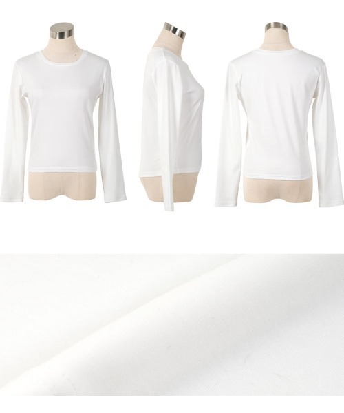 Petitle（プチレ）の「[ 低身長向けサイズ ] 選べる3サイズ ベーシック長袖Tシャツ（Tシャツ/カットソー・レディース・ブラウン/ブラック/オフホワイト/グレー・PL/PM/PS）」の12枚目の写真