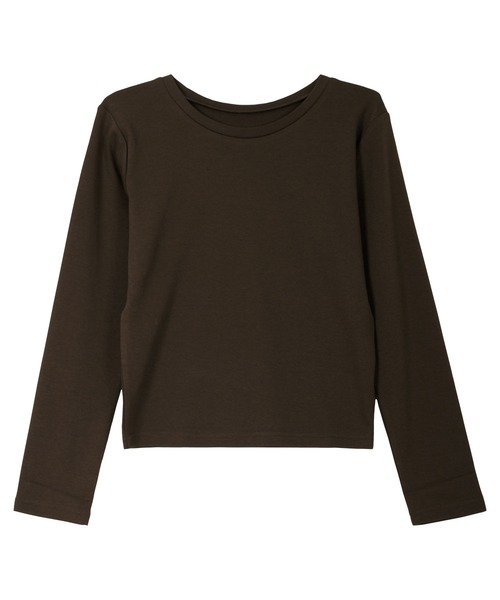 Petitle（プチレ）の「[ 低身長向けサイズ ] 選べる3サイズ ベーシック長袖Tシャツ（Tシャツ/カットソー・レディース・ブラウン/ブラック/オフホワイト/グレー・PL/PM/PS）」の16枚目の写真