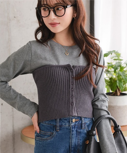 Petitle（プチレ）の「[ 低身長向けサイズ ] 選べる3サイズ ベーシック長袖Tシャツ（Tシャツ/カットソー・レディース・ブラウン/ブラック/オフホワイト/グレー・PL/PM/PS）」の18枚目の写真
