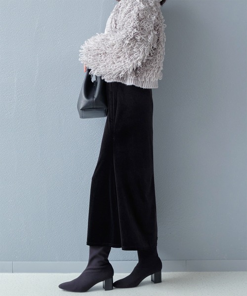レオパード 無地 ベロアロングスカート（スカート）｜Rejoule