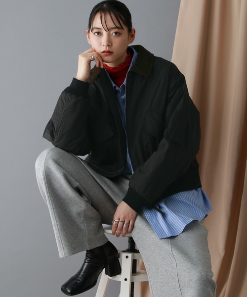 RAGEBLUE（レイジブルー）の「選べるシルエット/中綿フライトジャケット（ブルゾン・レディース・ホワイト/オリーブ/ブラック/ボルドー・LARGE/MEDIUM）」の16枚目の写真