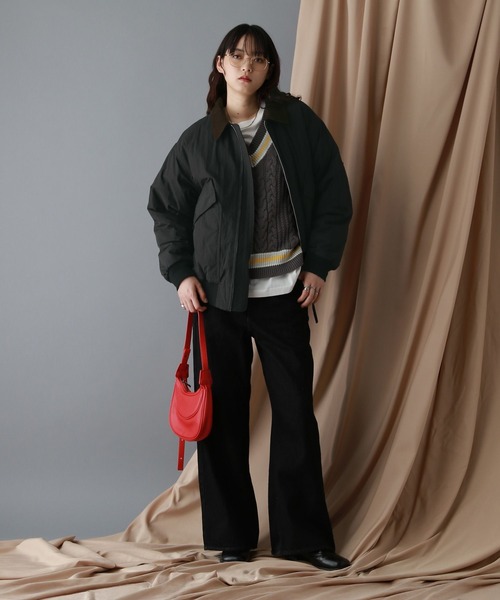 RAGEBLUE（レイジブルー）の「選べるシルエット/中綿フライトジャケット（ブルゾン・レディース・ホワイト/オリーブ/ブラック/ボルドー・LARGE/MEDIUM）」の22枚目の写真