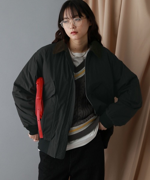 RAGEBLUE（レイジブルー）の「選べるシルエット/中綿フライトジャケット（ブルゾン・レディース・ホワイト/オリーブ/ブラック/ボルドー・LARGE/MEDIUM）」の17枚目の写真