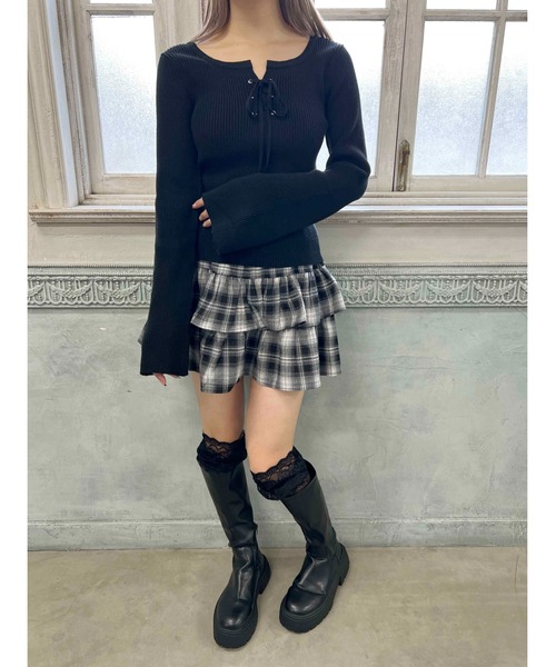 PHILLY(フィリー)の「ベルスリーブレースアップニット(ニット/セーター・レディース・ブラック/アイボリー・FREE)」の10枚目の写真