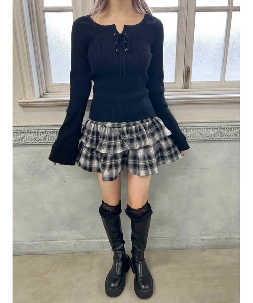 PHILLY(フィリー)の「ベルスリーブレースアップニット(ニット/セーター・レディース・ブラック/アイボリー・FREE)」の11枚目の写真