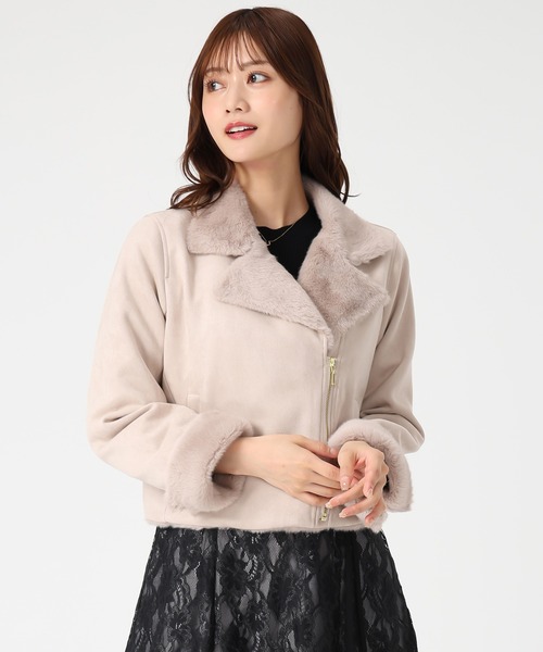MISCH MASCH（ミッシュマッシュ）の「ファー付きスエードライダースジャケット（ライダースジャケット・レディース・アイボリー/ベージュ・S/M）」の8枚目の写真