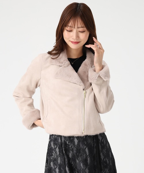 MISCH MASCH（ミッシュマッシュ）の「ファー付きスエードライダースジャケット（ライダースジャケット・レディース・アイボリー/ベージュ・S/M）」の7枚目の写真