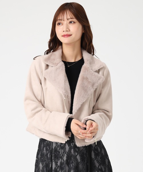 MISCH MASCH（ミッシュマッシュ）の「ファー付きスエードライダースジャケット（ライダースジャケット・レディース・アイボリー/ベージュ・S/M）」の13枚目の写真