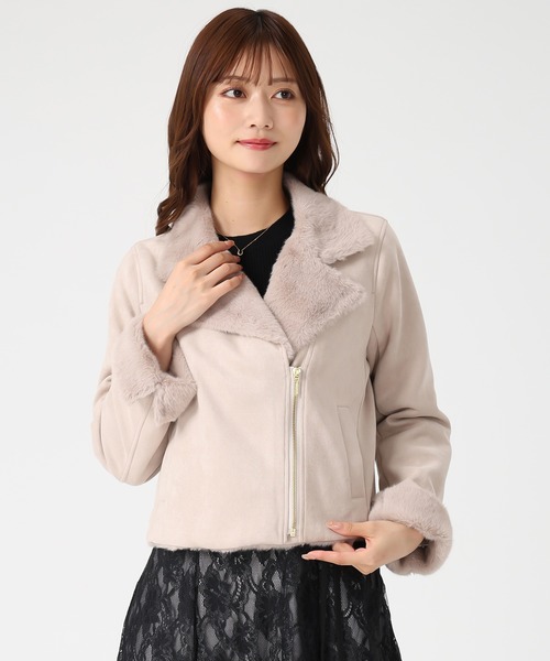 MISCH MASCH（ミッシュマッシュ）の「ファー付きスエードライダースジャケット（ライダースジャケット・レディース・アイボリー/ベージュ・S/M）」の9枚目の写真