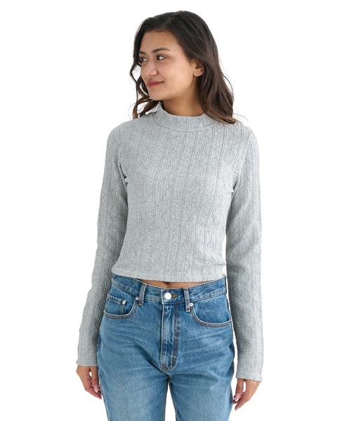BILLABONG(ビラボン)の「BILLABONG レディース KNIT LIKE BABY FIT L セーター 【2025年秋冬モデル】 @autumn/ビラボンクロップド丈タイトボトルネックニットセーター(ニット/セーター・レディース・アイボリー/グレー/スミクロ・MEDIUM)」の3枚目の写真