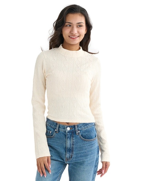 BILLABONG(ビラボン)の「BILLABONG レディース KNIT LIKE BABY FIT L セーター 【2025年秋冬モデル】 @autumn/ビラボンクロップド丈タイトボトルネックニットセーター(ニット/セーター・レディース・アイボリー/グレー/スミクロ・MEDIUM)」の2枚目の写真