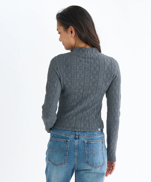 BILLABONG(ビラボン)の「BILLABONG レディース KNIT LIKE BABY FIT L セーター 【2025年秋冬モデル】 @autumn/ビラボンクロップド丈タイトボトルネックニットセーター(ニット/セーター・レディース・アイボリー/グレー/スミクロ・MEDIUM)」の6枚目の写真