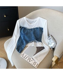 I.O.E（アイオイ）の「デニムレイヤードロングスリーブ（Tシャツ/カットソー）」