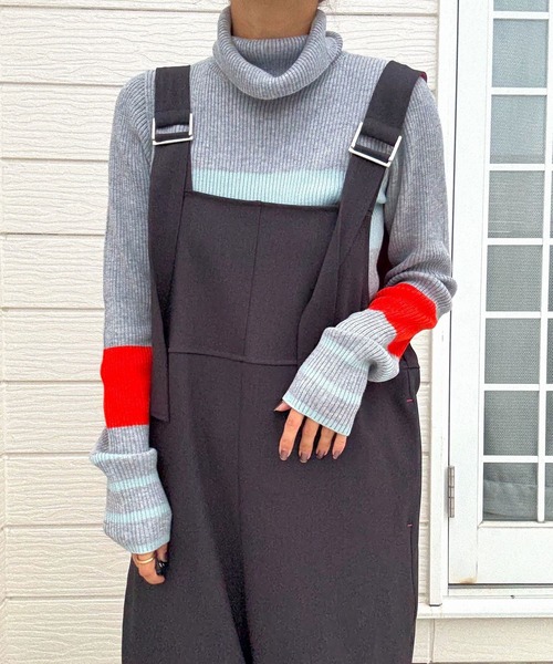 Q(キュー)の「ショルダーベルトサロペット(サロペット/オーバーオール・レディース・チャコールグレー/カーキブラウン・MEDIUM)」の10枚目の写真