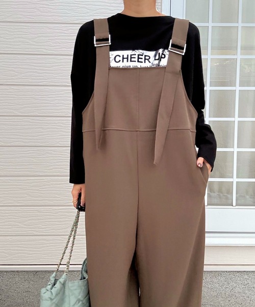 Q(キュー)の「ショルダーベルトサロペット(サロペット/オーバーオール・レディース・チャコールグレー/カーキブラウン・MEDIUM)」の13枚目の写真