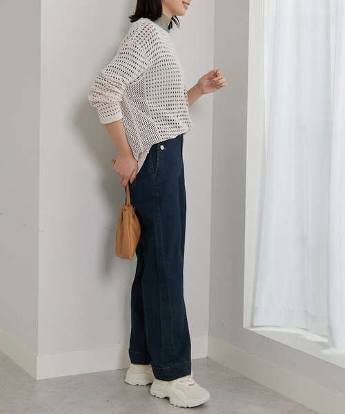 BELLUNA PLUS(ベルーナ)の「裾切替デザインワイドストレートデニム68(その他パンツ・レディース・ケミカルウォッシュ/インディゴブルー・SMALL/X-LARGE/MEDIUM/LARGE)」の11枚目の写真